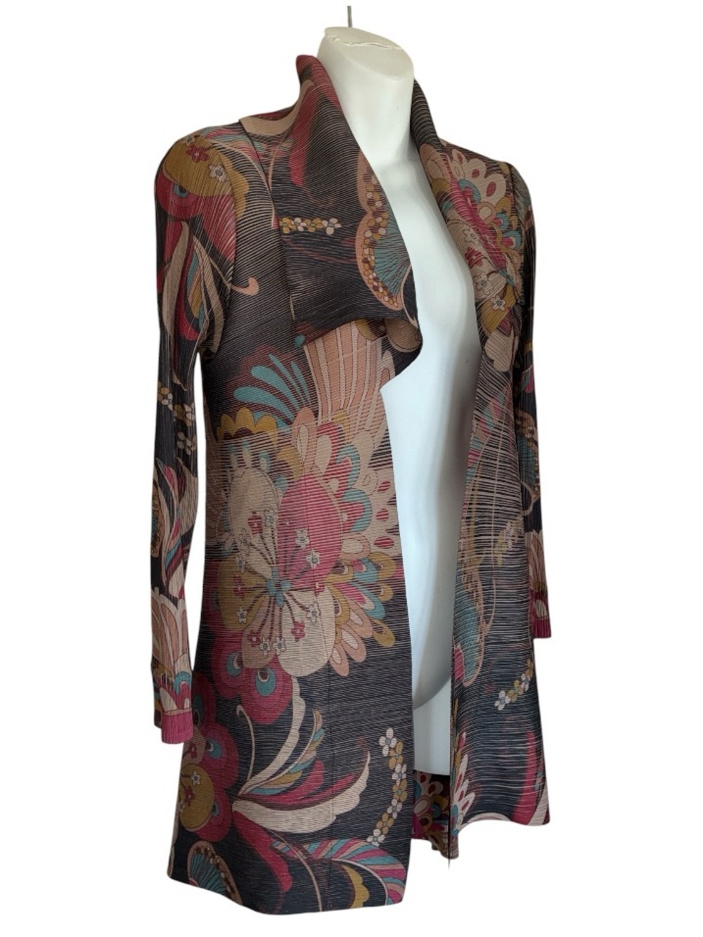 Pleats Collection  jacket, Women S, micro pleated floral, earth tones. Euc